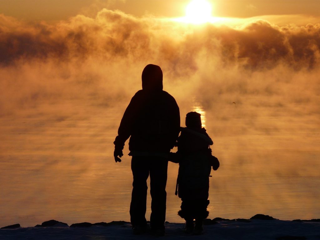 father, son, sunrise, silhouette, fog, mist, lake, family, together, lake ontario, nature, father, father, family, family, family, family, family